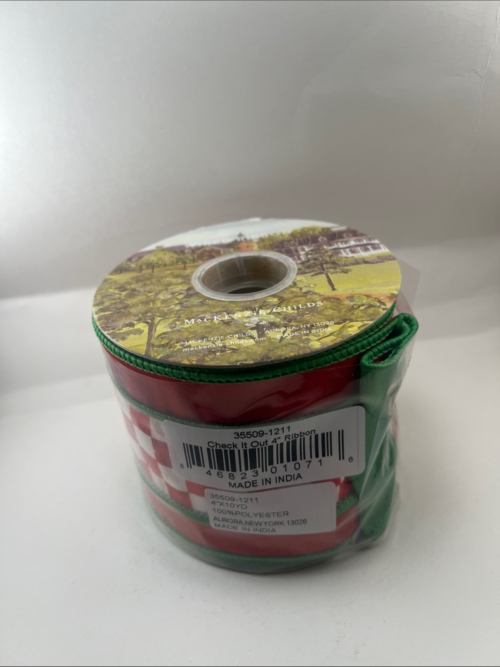 MacKenzie-Childs Red & Green Check Ribbon Roll